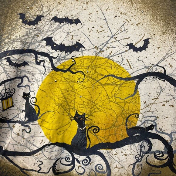 Halloween Top Full Moon Witchy Quarter Sleeve T-Shirt XL - Picture 2 of 4